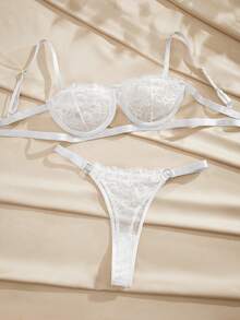 Charlaine Lace Underwire Lingerie Set Bridallingerie - White - View 9