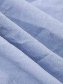 Dazy Plus Plus Size Women Loose Lace V-Neck Long Sleeve Blue Casual Shirt