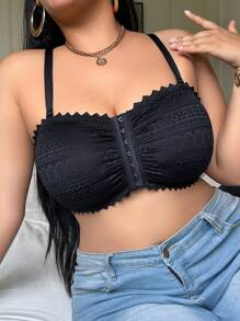 SHEIN 加大码性感蕾丝边钢圈前开合聚拢文胸