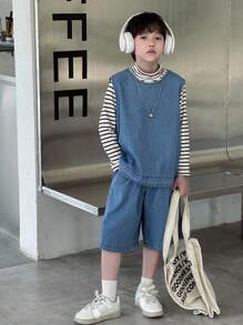 Dazy Kids 秋季大码男童休闲牛仔套装