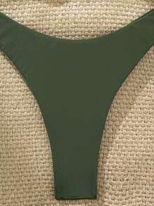 Swim Vcay Bộ bikini gợi cảm màu trơn họa tiết sao biển dây mảnh dành cho nữ, mùa hè - xanh quân đội - Xem 7