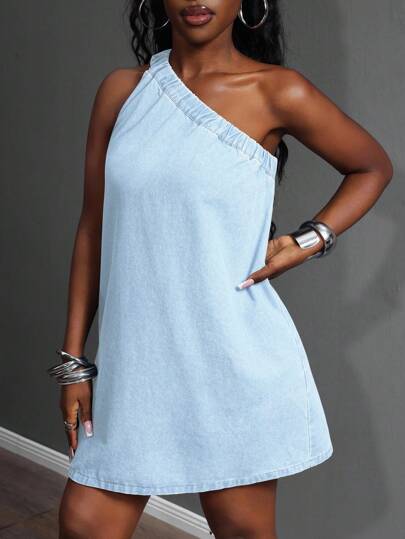 Slaydiva Casual Elegant Women's Denim Dress