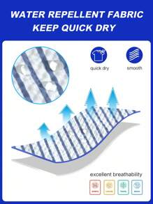 Manfinity KASUA Men's Striped Print Pocket Drawstring Waist Beach Shorts, Suitable For Summer Men Blue And White Swim Trunks Men Swim Trunks Beach Clothes For Men