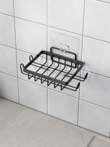 1 Pack Black Soap Holders No Drilling Shower Shelf Bathroom Organizer Waterproof Storage Rack For Home Decor Kitchen Wall Mount Space Saving Modern Design Non Slip Durable Easy Install Adhesive Hooks - Black - View 5