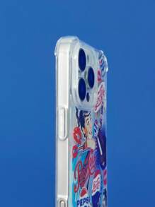 PEPSI X SHEIN Anti-Collision Figure Graphic Mobile Phone Case - Protective Cover Design, Compatible With IPhone - Clear - View 4