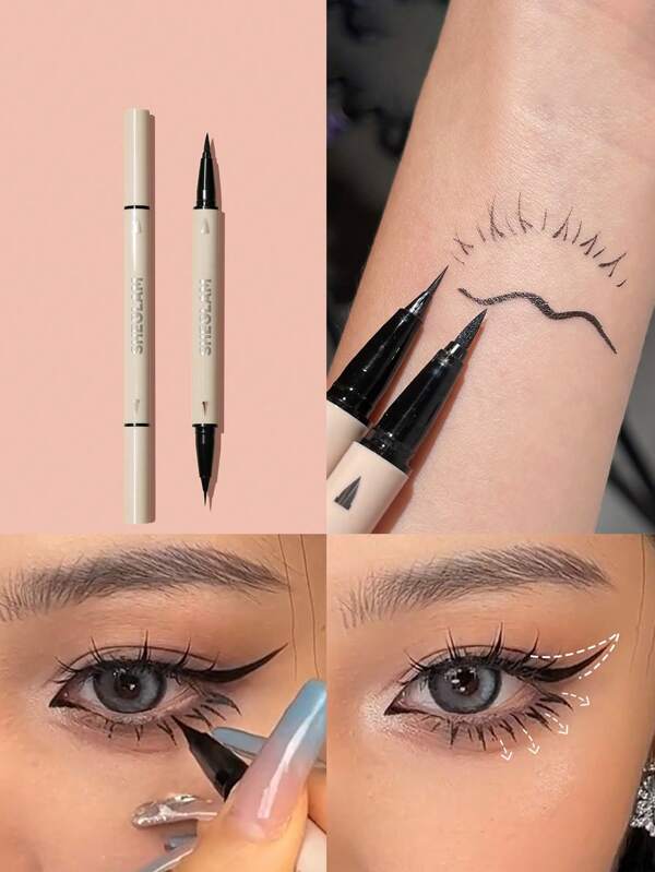 SHEGLAM Multi-Tasker Line & Detail Eyeliner Pen-Black 2 In 1 Waterproof Double Head Liquid Eyeliner Pencil Ultra-Fine Sweat-Proof Easy To Use Precision Ultra-Fine Bold Eyeliner Gothic Eyeliner Henna Graduation Birthday Holiday Summer Fall Autumn Y2K Fancy Fashion Women Brand Makeup Cosmetic Beauty Party Beach Travel Camping Outdoors School Campus Trip Festivals Decor Gift Present Rose Girl Cosplay Best Color Charm Vibe