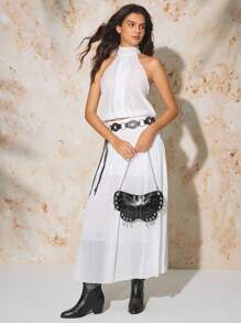 SHECARRY Women's Solid Color Simple & Practical Shoulder Bag, Multi-Purpose - Black - View 5