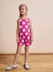 Maija Kids Maija Kids Young Girls' Summer Crochet Floral Sleeveless Romper - Multicolor - View 3