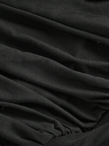 SHEIN MOD 3件套女士弹力修身短款褶皱单肩上衣，优雅上衣，外出上衣，休闲，返校季，演唱会，Y2K风格上衣，波西米亚风女装，锐舞派对，音乐节 - 彩色 - 查看 6