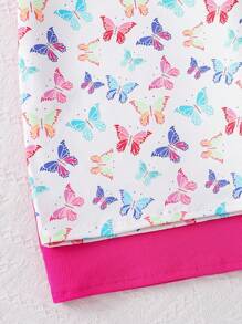 Sparklyn 2pcs Tween Girl Summer Casual Butterfly Print Sleeveless Fitted Dress - Multicolor - View 5