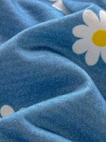 SHEIN 新生女婴可爱百搭粉色心形连体衣，夏季 - 藍白色 - 查看 4