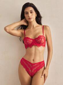 Charlaine 3 条装花卉蕾丝扇贝边内裤，性感内衣 - 彩色 - 查看 5