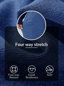 Flexra Pantaloni casual/da resort in denim blu scuro morbidi ed elastici per taglie forti - Blu lavato scuro - Visualizzare 7