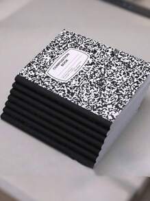 SHEIN 1pc Black Floral Pattern Hard Cover Notebook, Thick Paper, Lined, Suitable For Students And Office Workers Back To School - Black - View 1