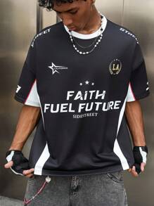 PAVTROS 男士简约图案印花圆领短袖T恤 - 彩色 - 查看 2