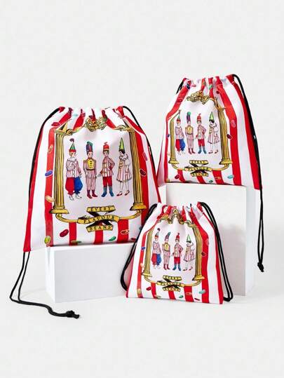 HARRY POTTER X SHEIN 条纹图案学院风轻便旅行收纳袋，撞色设计