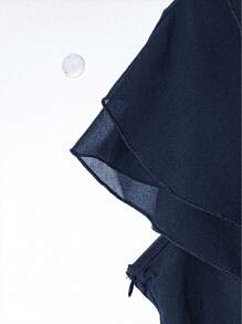 GlowEve 女式纯色V领荷叶边休闲夏季衬衫 - 藏蓝色 - 查看 6