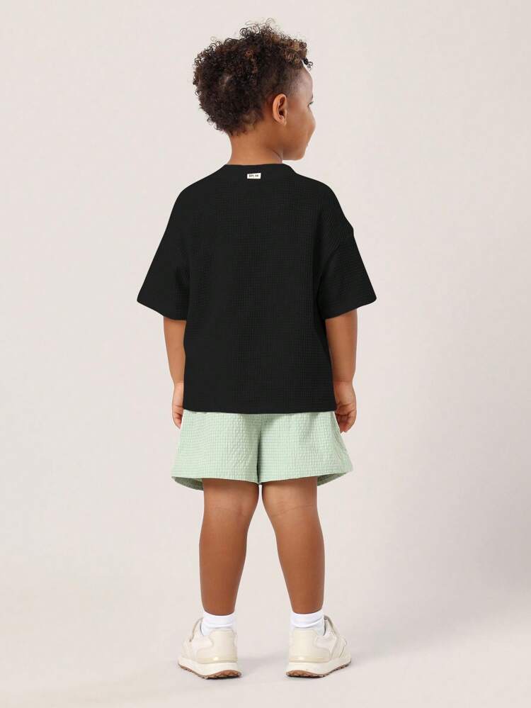 Waffle Knit Short Sleeve Crewneck T Shirt