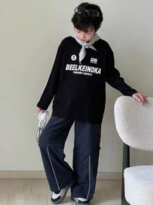 Dazy Kids Pantalones de otoño para niños preadolescentes - Azul Marino - Ver 2