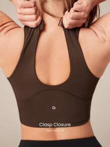 GLOWMODE Control Cutout Halter Round Neck Sports Bra Medium Impact Running Workout Gym Fall Winter