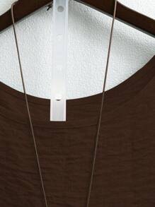 Linhara 大码女式圆领休闲/日常/户外/简约/度假纹理草绿色套头衫，春夏 - 咖啡棕 - 查看 4