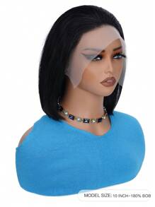 Transparent Lace Straight 13X4 Bob Wig Human Wig Natural Black Color Pre Plucked Natural Hairline Short Bob Human Hair Wigs For Women - Natural Black - View 3