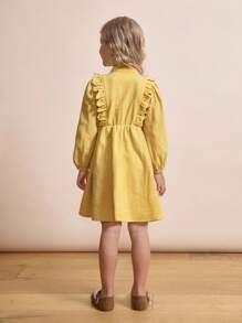 Maija Kids Maija Kids Vestidos de manga larga con ribete de Ruffle bordado para niñas jóvenes