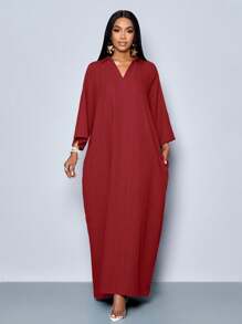 SOLERSUN Vestido Longo Feminino da SOLERSUN com Decote em V, Mangas Morcego Soltas e Sem Cinto, para Férias