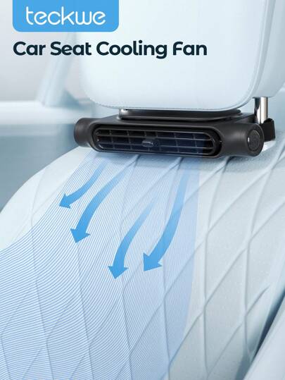 Teckwe Ventilador de coche para el asiento del conductor y del pasajero, mini ventilador portátil USB para el asiento trasero, ventilador silencioso para el cuello de niños y bebés con 3 velocidades de viento ajustables, accesorio esencial para el coche, picnic y viajes de verano