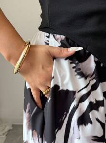 Elenzga Top Casual Chique + Saia Elegante e Fluida para Férias (Corte Aleatório)