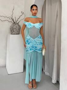 SHEIN SXY 女士蓝色亮片刺绣露肩拼接连衣裙，蓝色亮片连衣裙，浅蓝色亮片连衣裙，淡蓝色亮片连衣裙，蓝色闪亮连衣裙，浅蓝色闪亮连衣裙，约会之夜连衣裙，女士度假装，女士外出上衣，女士优雅连衣裙，乡村音乐会服装，女士性感夜店装，女士鸡尾酒会连衣裙，水蓝色亮片连衣裙，束身衣，女士音乐会服装，女士休闲连衣裙，锐舞派对服装，女士派对连衣裙，波西米亚风女装，性感连衣裙，女士早午餐服装，女士邮轮服装，仙女风，飘逸连衣裙，露肩连衣裙，闪亮连衣裙，串珠，仙女连衣裙，闪亮，性感连衣裙，水钻连衣裙，婚礼宾客连衣裙，薄荷绿连衣裙 - 藍色 - 查看 5