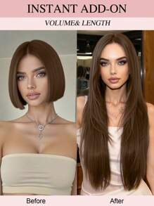 Extensiones de cabello humano con clip, cabello brasileño liso, color marrón oscuro, extensiones con clip Remy de 14 a 20 pulgadas para mujeres - S2 - Ver 6