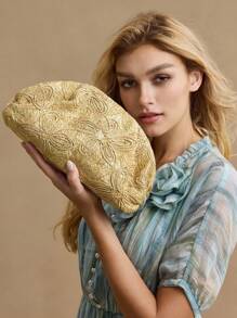 MOTF PREMIUM 压花图案PU皮革手拿包 - 杏色 - 查看 7