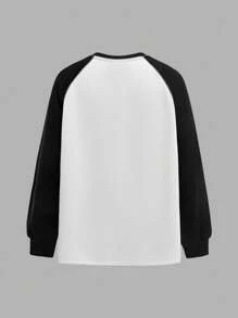 JNSQ Back To School Clothes, Tween Girls And Boys Casual Sports Long Sleeve Sweatshirts, Children V-Neck Contrast Color Reflective Tape Front Funny Number Print Long Sleeve Sweatshirts - Multicolor - View 4