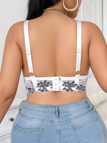SHEIN 1 buah Bra Berkawat Renda Elegan Ukuran Plus - Hitam dan Putih - View 2