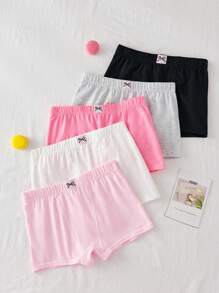 5 chiếc/gói Quần lót cotton dáng rộng, màu trơn, có nơ, kiểu hipster dành cho thiếu nữ, mùa thu đông - Nhiều màu - Xem 1