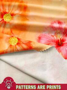 SHEIN EZwear 1 件露肩花卉印花褶皱修身衬衫，适合夏季、海滩、假日、音乐节 - 彩色 - 查看 3