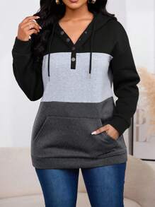 INAWLY 撞色连帽休闲卫衣，长袖上衣，毕业季、返校季、毕业季、教师节女款，返校季套头衫，秋季卫衣 - 彩色 - 查看 1