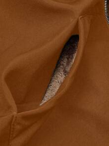 GlowEve Áo khoác trùm đầu lót nhiệt màu trơn dáng ôm vừa vặn, thường ngày cho mùa thu/đông, vải giữ nhiệt dành cho nữ - màu nâu - Xem 6