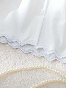 Genkimix Kids New Arrival Korean Style Sweet Elegant Girls' Long Sleeve Loose Blouse With Small Stand Collar, Autumn - White - View 7