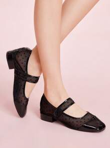 CUCCOO DOLLMOD Fashionable & Elegant Versatile Black Mesh Patchwork High Heel Pumps For Women For Christmas - Black - View 5