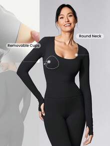 GLOWMODE FeatherFit™ Scoop Neck Tummy Control Jumpsuit Full Length Long Sleeve