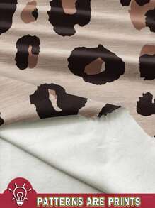 EMERY ROSE Plus Size Casual Vintage Leopard Print Loose V-Neck Pocket Short Sleeve T-Shirt, Suitable For Summer Suitable For Going Out,Spring - Multicolor - View 3