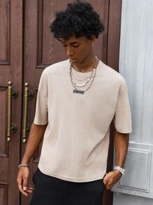 PAVTROS Manfinity Streetrush Men's Comfortable Fabric, 3D Printed Short Sleeve T-Shirt,Back To School - Khaki - View 2