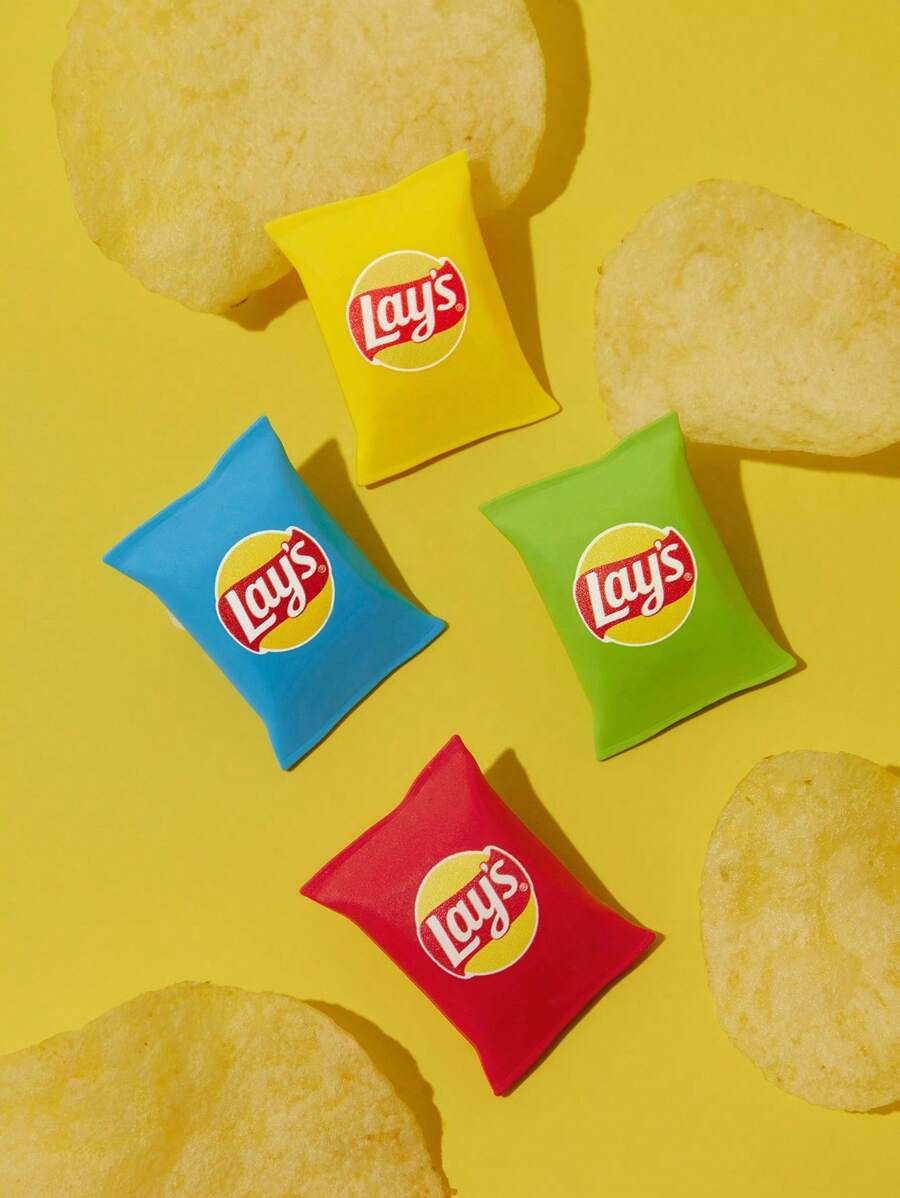Lay's X SHEIN 4 件薯片形冰箱贴，冰箱贴的绝佳装饰，适用于厨房和办公室白板 - 彩色 - 查看 1