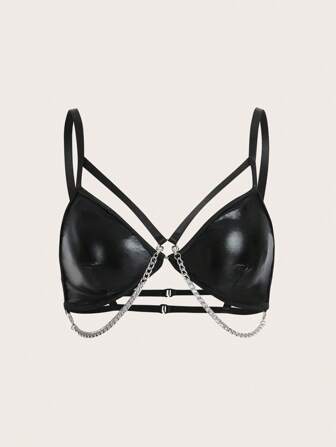 Grunge Punk Soutien-gorge style triangle en chaîne métallique de grande taille pour festival de musique punk rock foncé