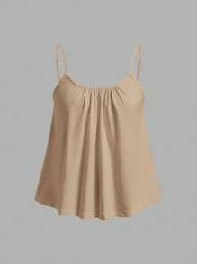 SHEIN EZwear 3 件套黑色豹纹卡其色女式可调节肩带宽松褶皱吊带背心，适合春夏季 - 彩色 - 查看 7