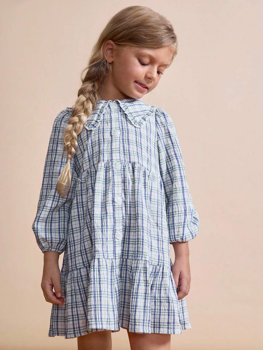 Maija Kids Maija Kids 女童格子领长袖连衣裙，秋季 - 彩色 - 查看 1