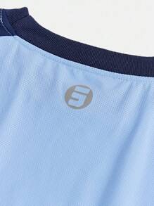 JNSQ 返校服，青少年女孩和男孩服装，运动服，女孩和男孩专业运动长袖 T 恤，秋季儿童圆领撞色趣味字母图案印花长袖 T 恤