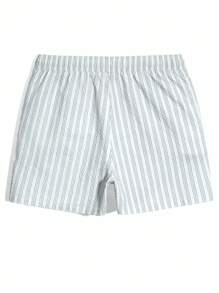 Manfinity Swimmode Men's Striped Print Casual Beach Shorts Men Swimwear White Swim Trunks